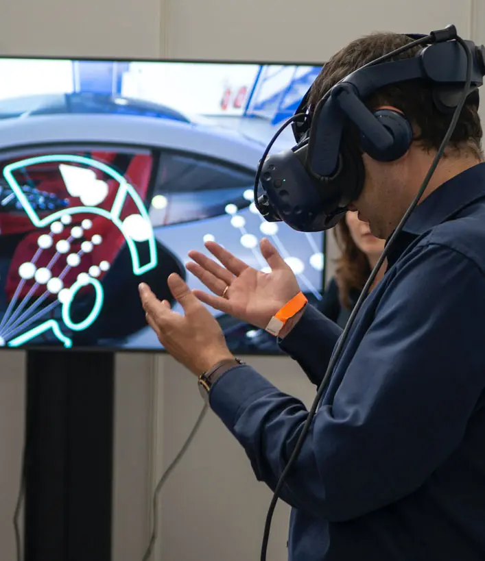 Shot of an engineer wearing a VR headset
